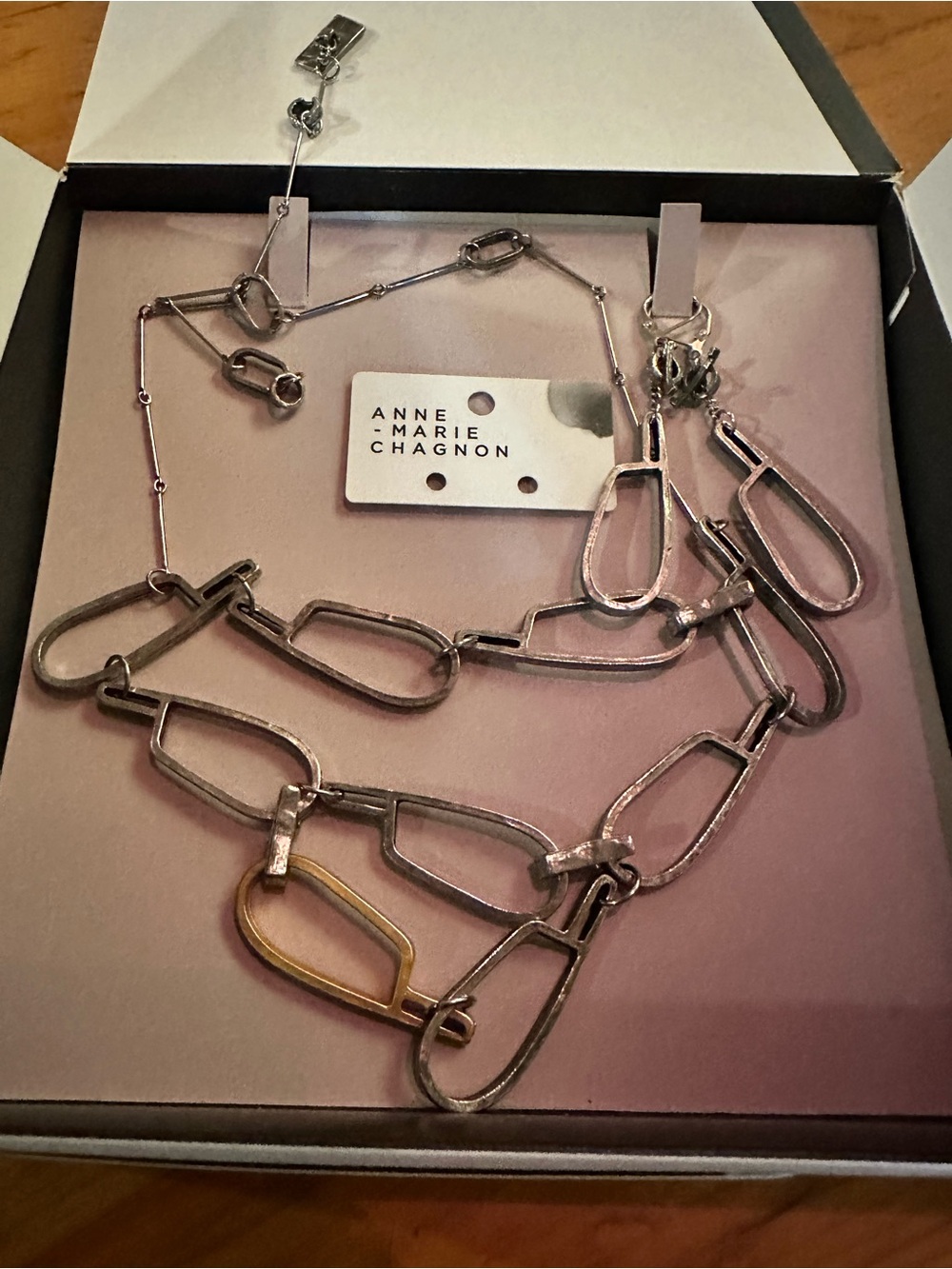 Anne-Marie Chagnon Statement Mixed-Metal Link Necklace and earrings set